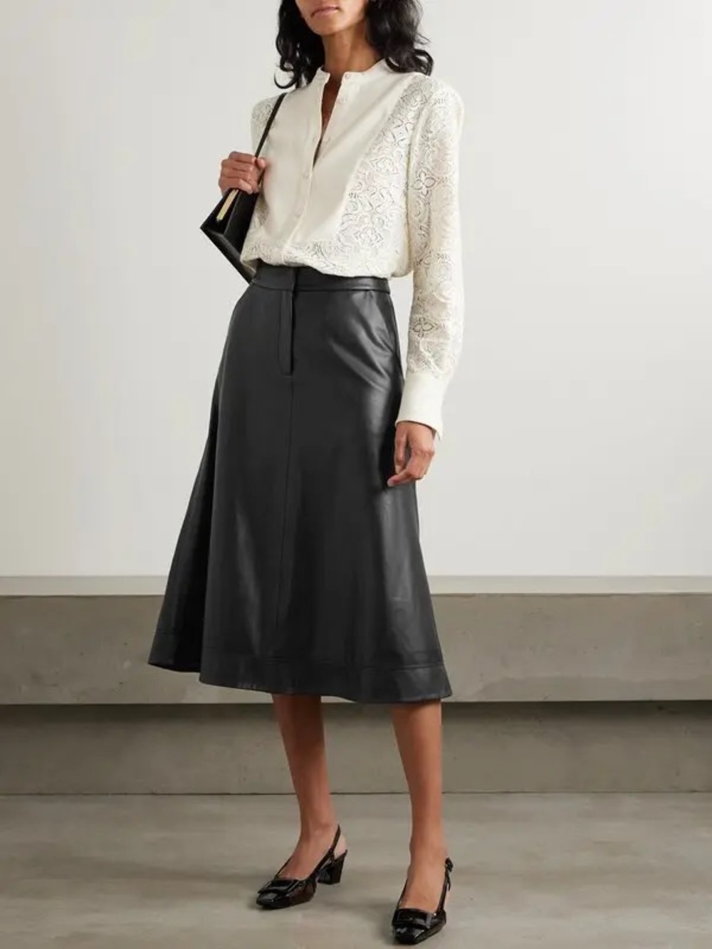 Veronica Beard Louise Faux Leather Midi Skirt NEW